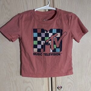 MTV Kids' Checkered Logo T-Shirt - Coral